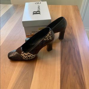 Browns mixed fabric shoes.